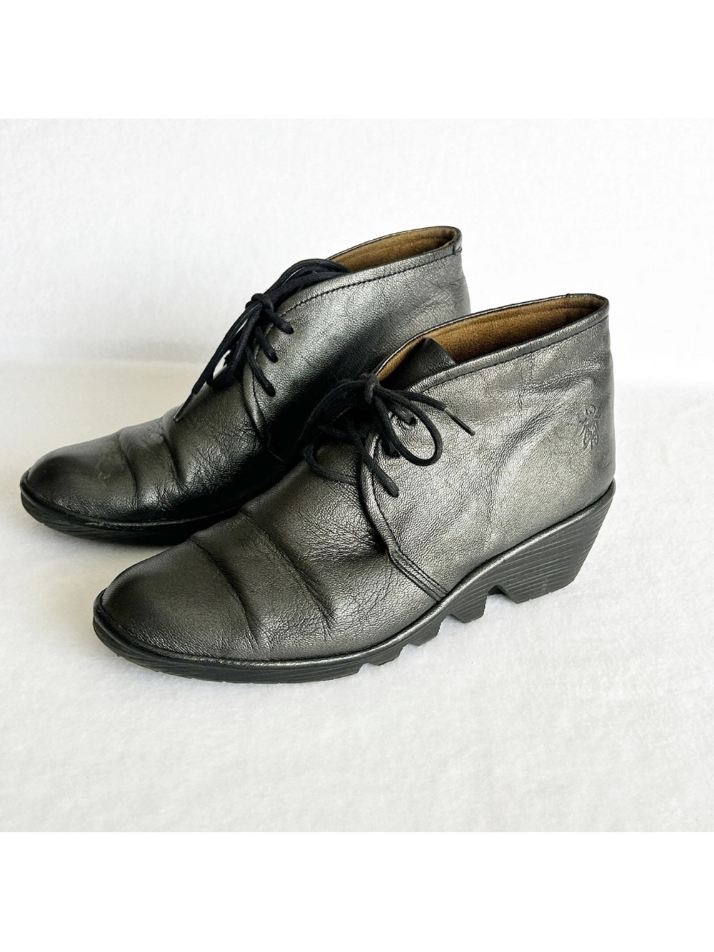 Fly London Pert Ankle Boots Womens 38 7.5  Leather Chukka Pixies Booties Lace Up